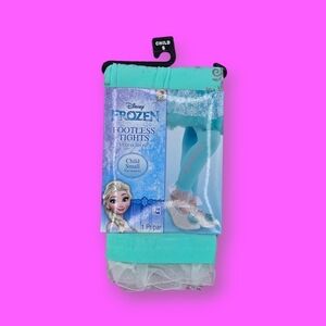 Disney Princess Frozen Elsa Footless Tights  Turquoise Silver Child Small